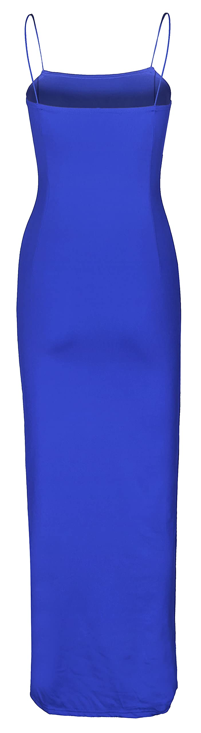 Royal Blue Women's Spaghetti Strap Backless Thigh-high Slit Bodycon Maxi Long Dress Club Prom Dress